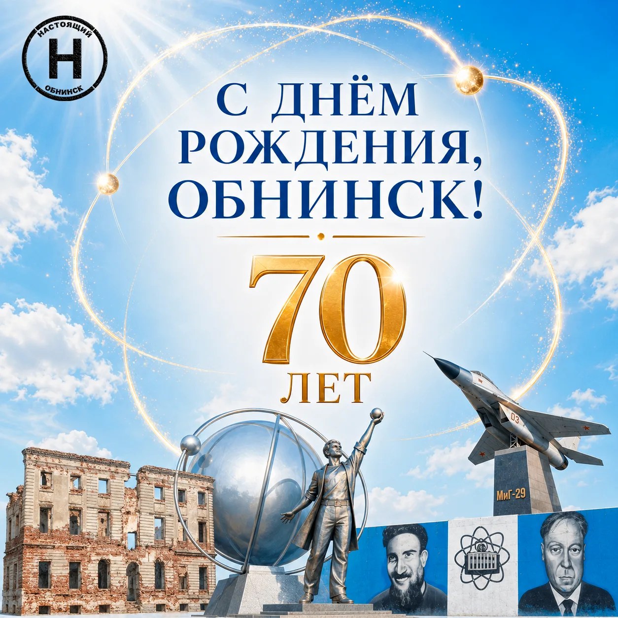 24 июля 1956 года Указом Президиума Верховного Совета РСФСР посёлок Обнинское был преобразован в город Обнинск. Его история неразрывно связана с событием мирового значения — запуском Первой в мире атомной электростанции 27 июня 1954 года.